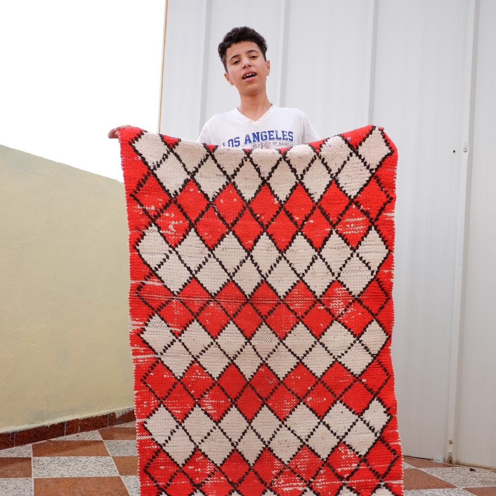 Moroccan Rug Vintage - 5,3ft X 3,1ft - Attractive Azilal rug - Moroccan Berber